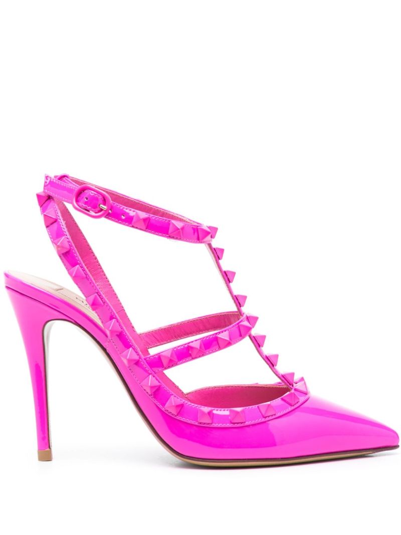 Pink Rockstud 100 Leather Pumps