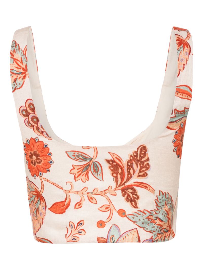 Orange Noemi Floral-print Crop Top