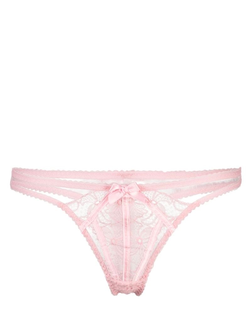 Pink Rozlyn Lace-embellished Thong