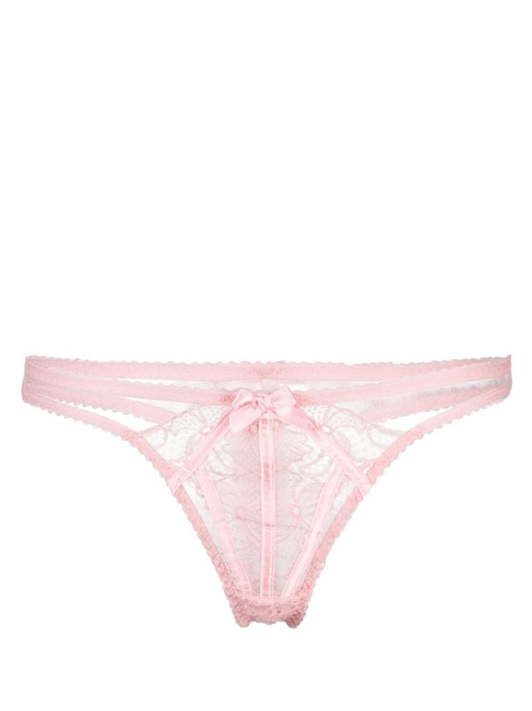 Pink Rozlyn Lace-embellished Thong