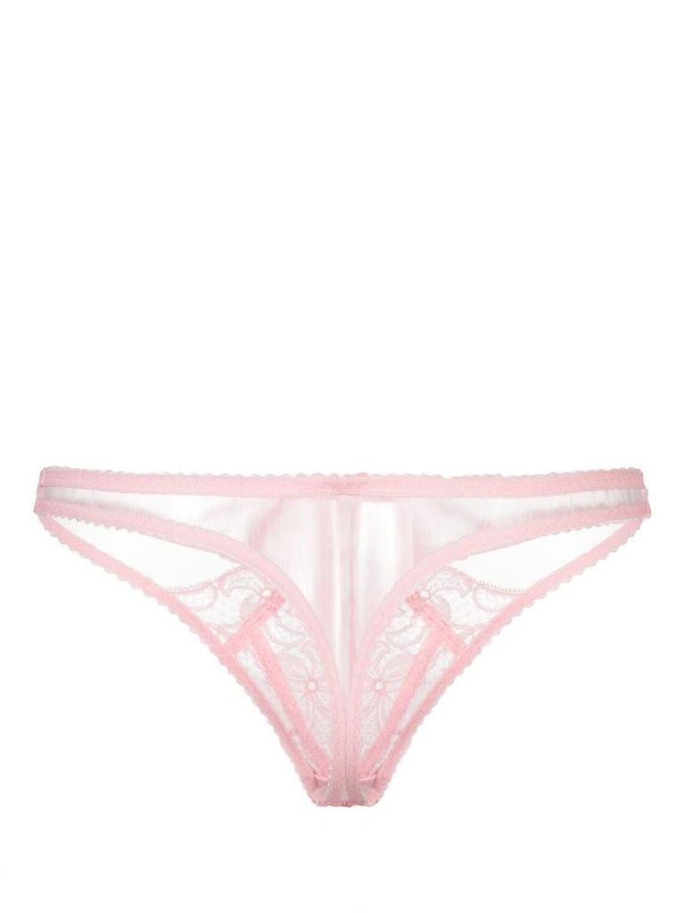 Pink Rozlyn Lace-embellished Thong