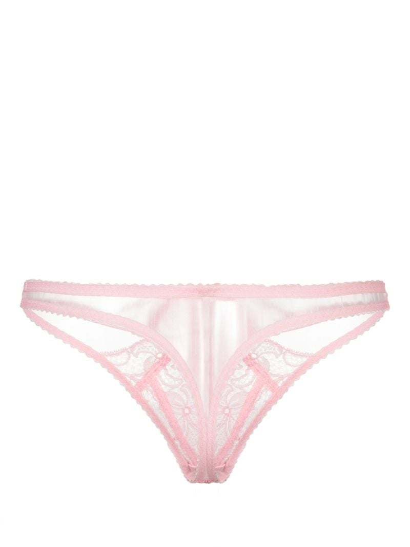 Pink Rozlyn Lace-embellished Thong
