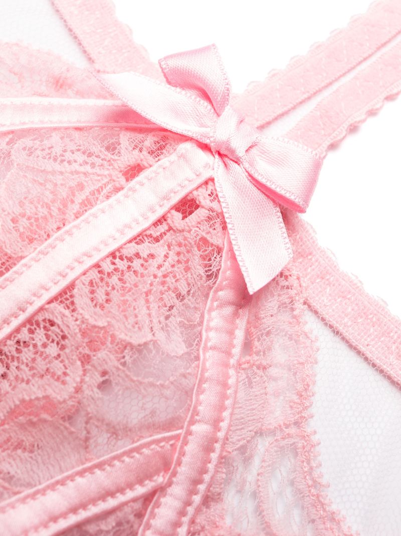 Pink Rozlyn Lace-embellished Thong
