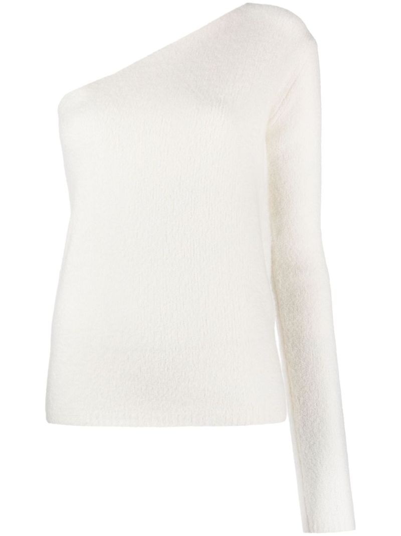 White Forrest One Shoulder Cashmere Top
