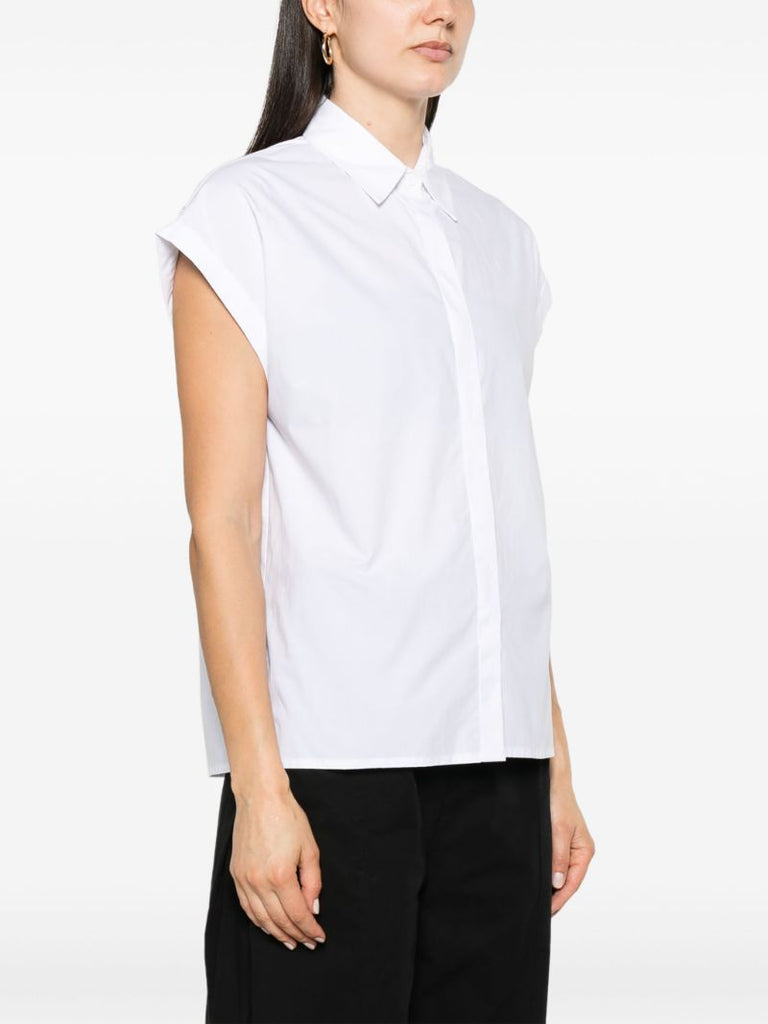 White Cap Sleeve Cotton Shirt