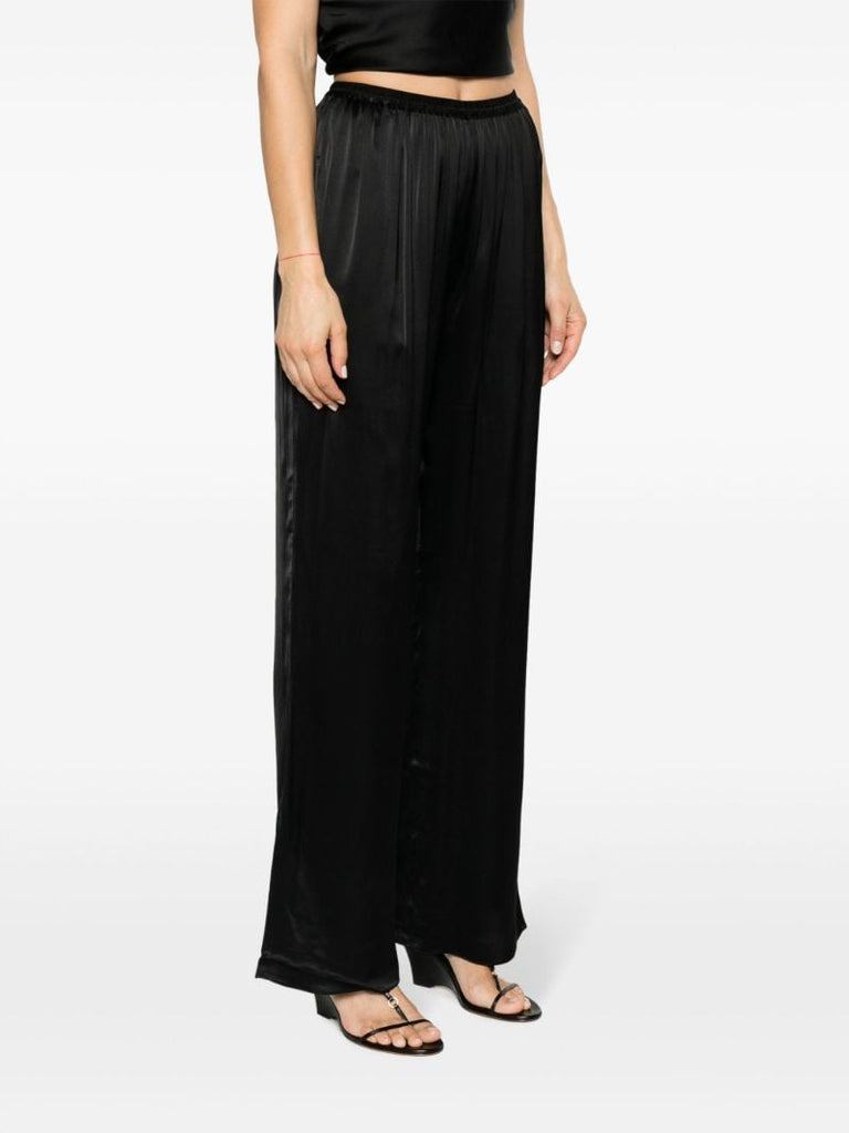 Black Satin Wide Leg Trousers