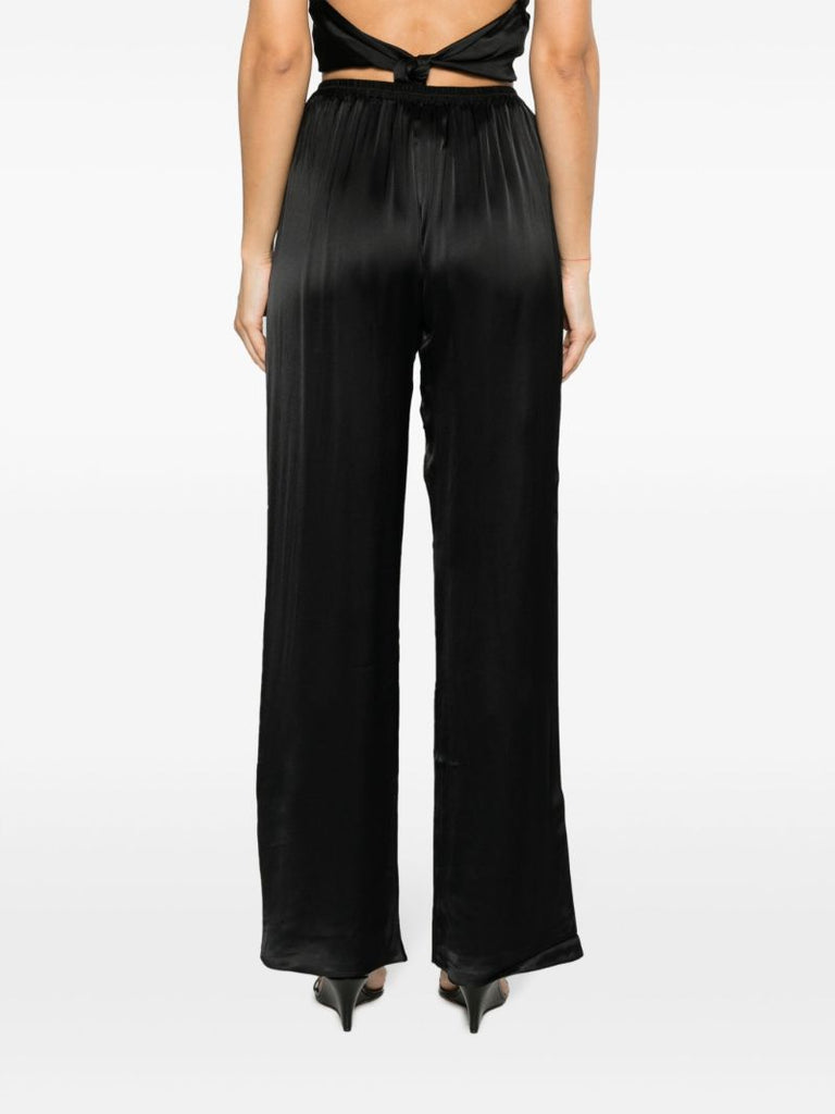 Black Satin Wide Leg Trousers