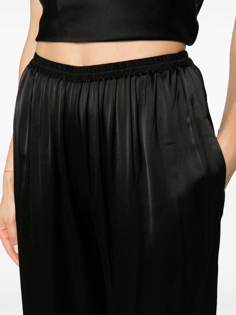 Black Satin Wide Leg Trousers
