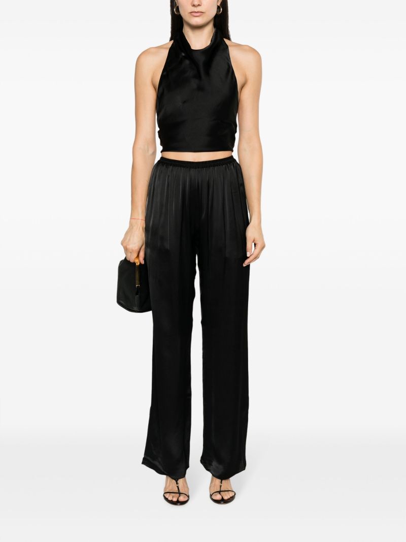 Black Satin Wide Leg Trousers
