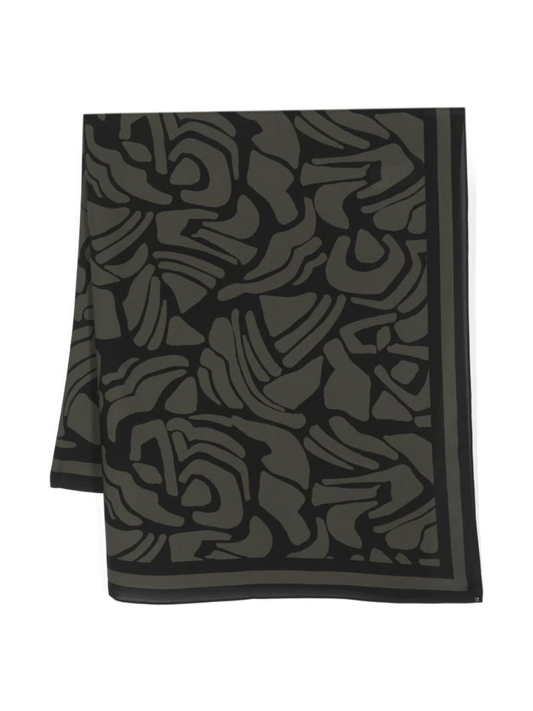 Black Silk Abstract-print Sarong