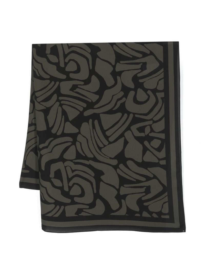 Black Silk Abstract-print Sarong