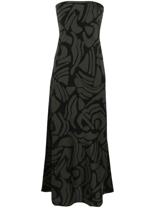 Black Abstract-pattern Silk Dress