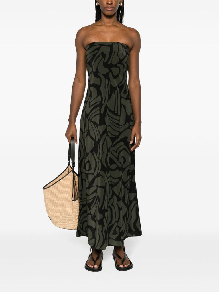 Black Abstract-pattern Silk Dress