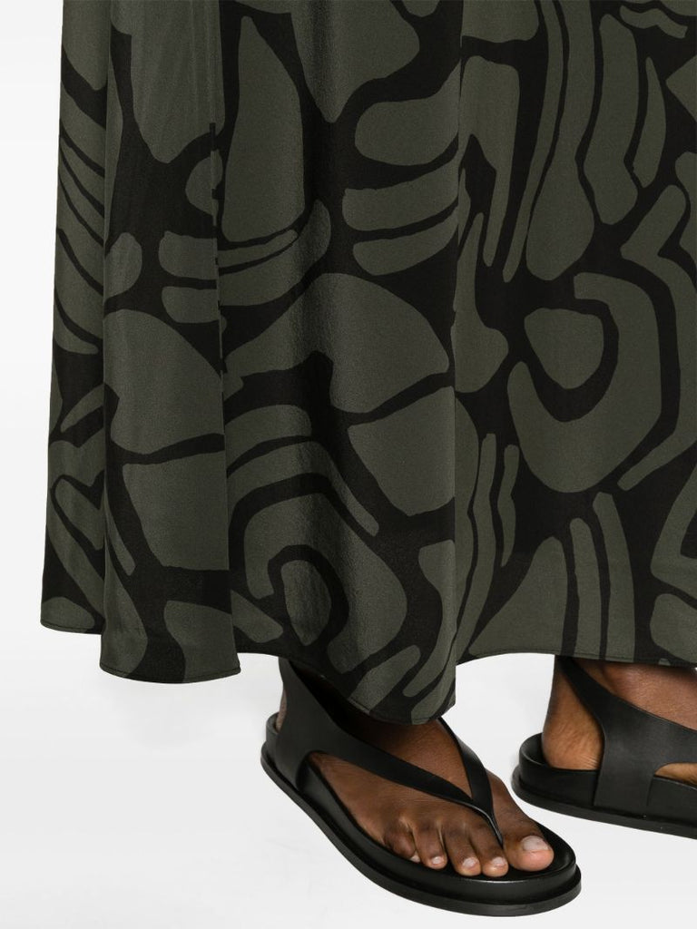 Black Abstract-pattern Silk Dress
