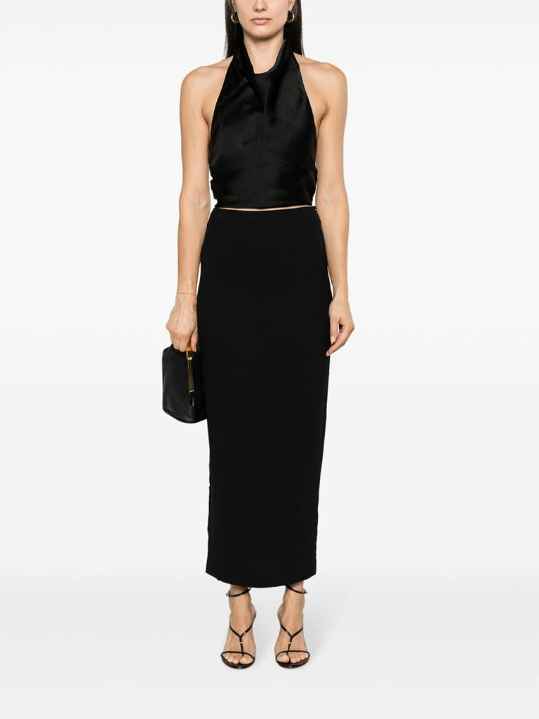 Black Crepe Maxi Skirt