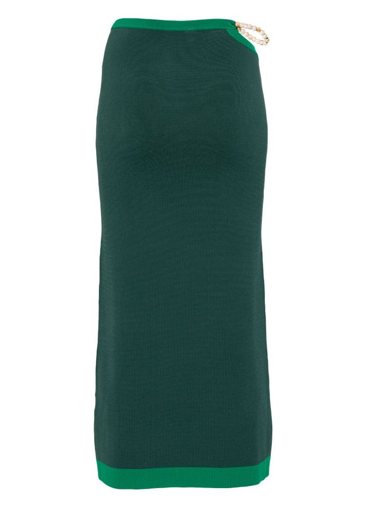 Green Salvador Beaded Midi Skirt