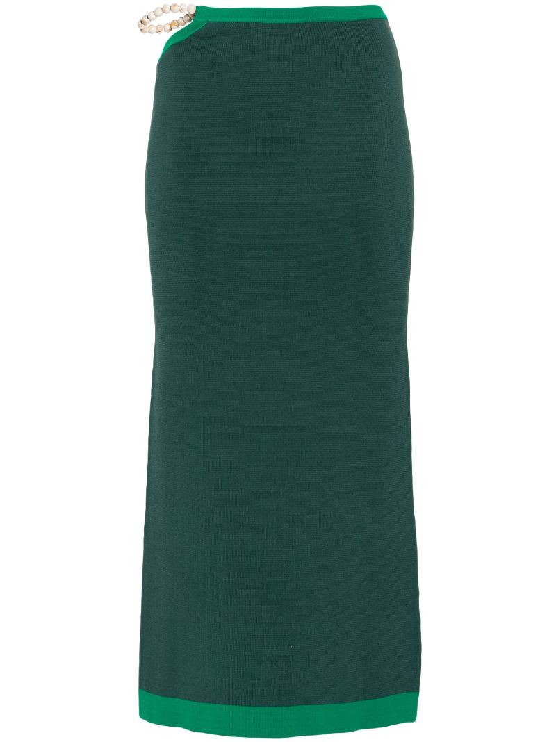 Green Salvador Beaded Midi Skirt