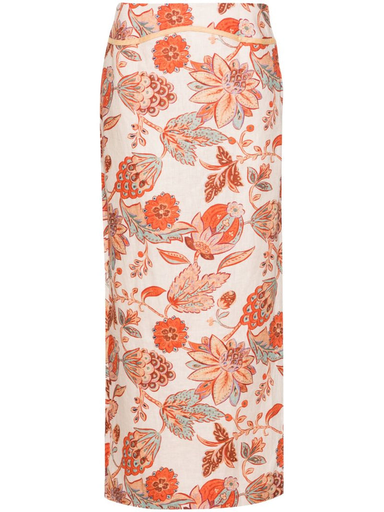 Orange Noemi Midi Skirt