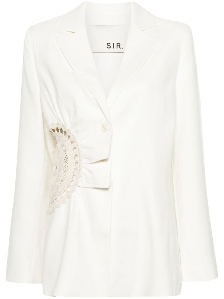 White Atacama Crochet Detailed Blazer