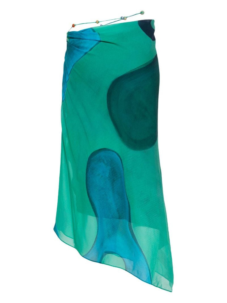 Green Frankie Asymmetric Midi Skirt
