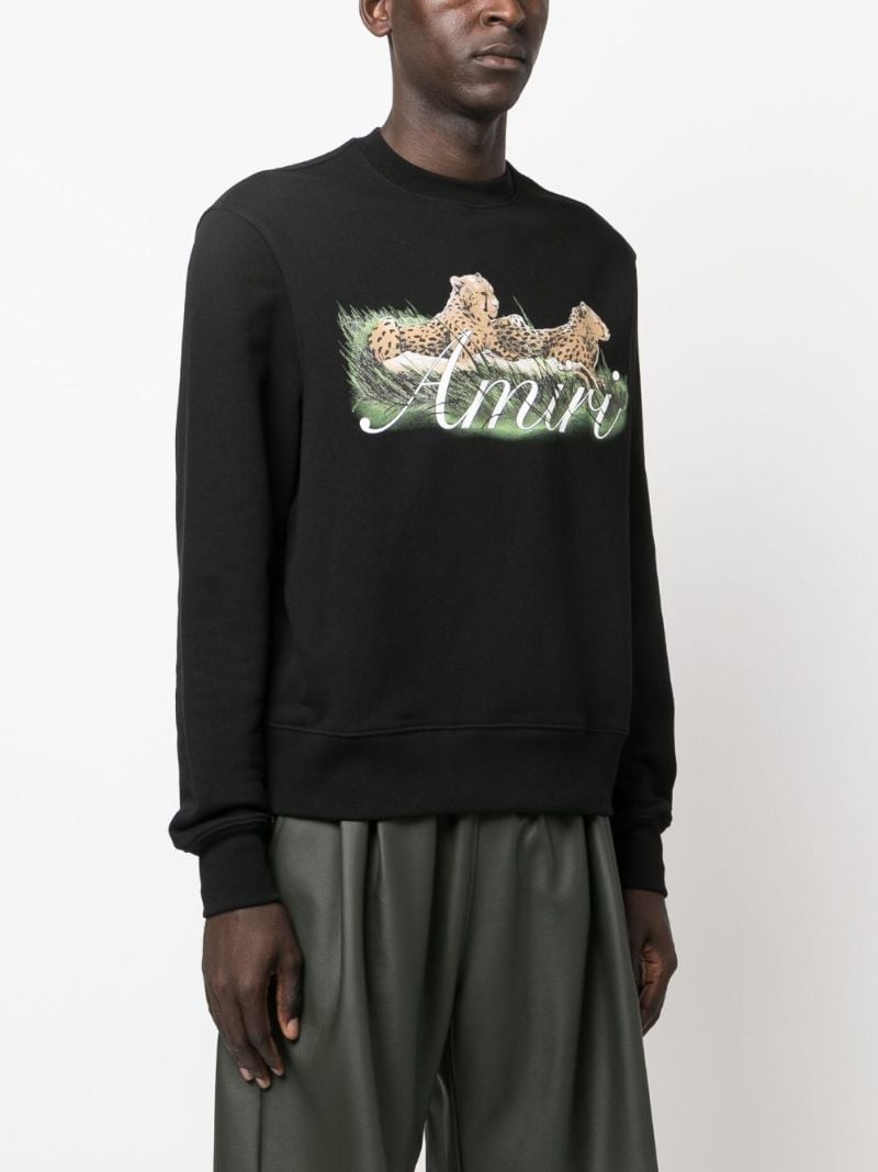 Black Cheetah-logo Cotton Sweatshirt