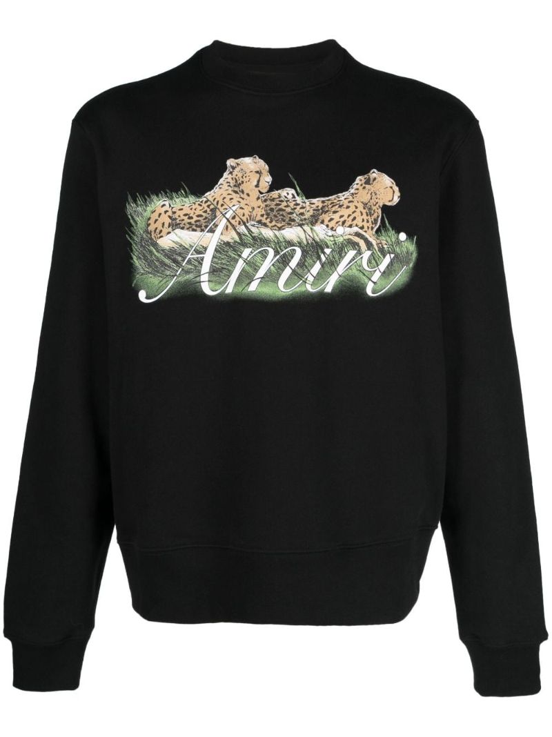 Black Cheetah-logo Cotton Sweatshirt