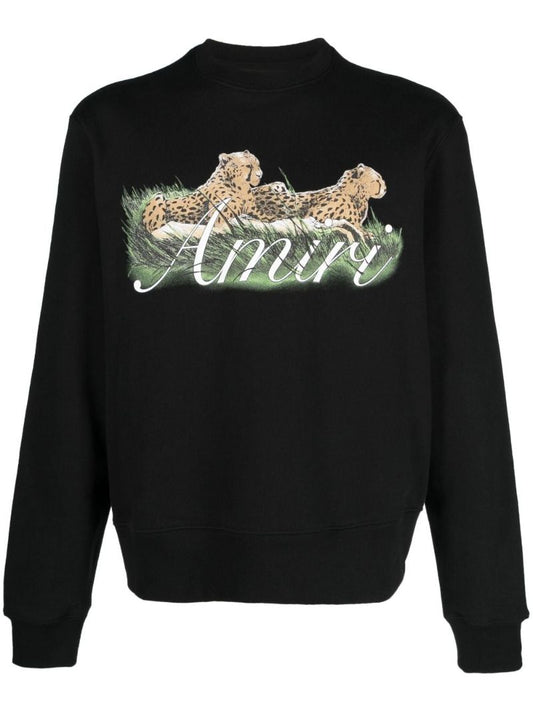 Black Cheetah-logo Cotton Sweatshirt