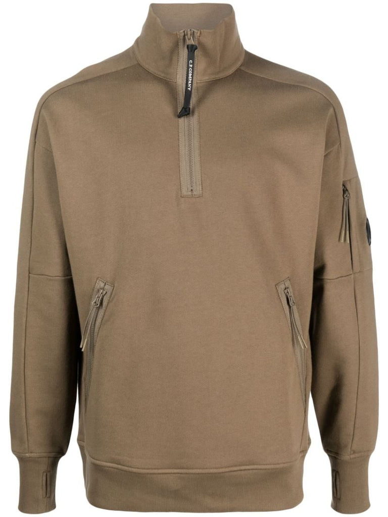 Green Lens-detail Cotton Sweatshirt