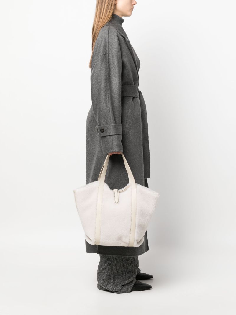 White Monili-embellished Fleece Shopper Bag
