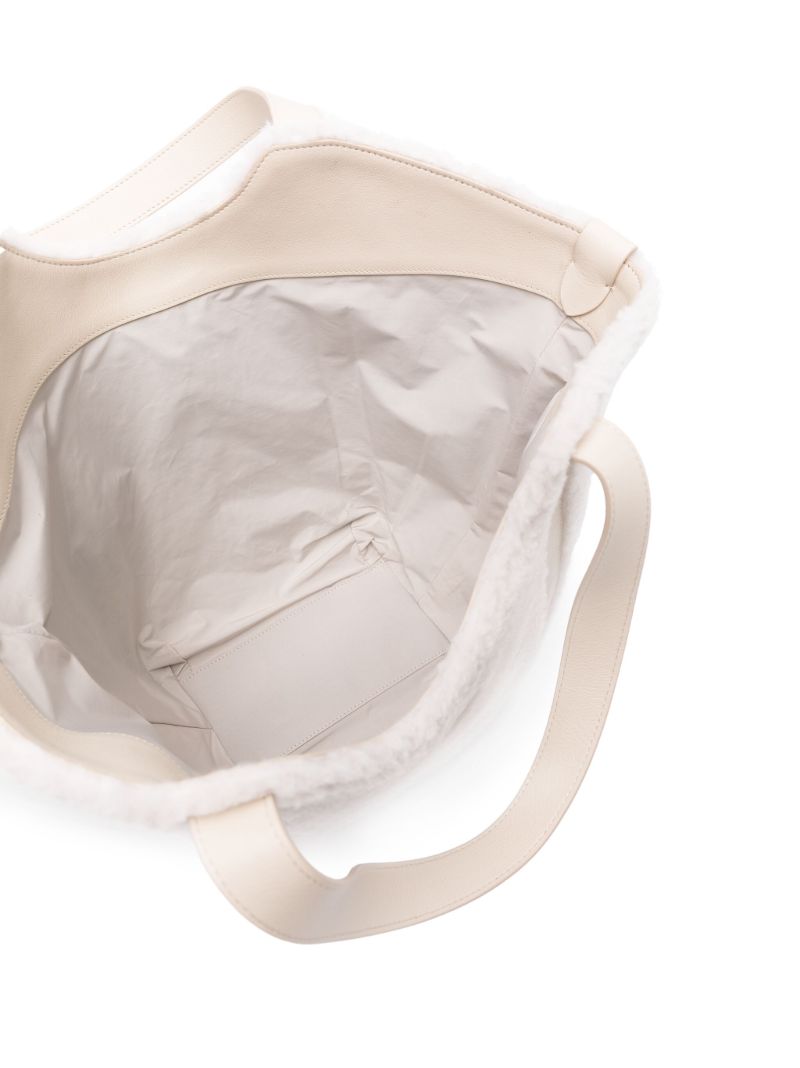 White Monili-embellished Fleece Shopper Bag