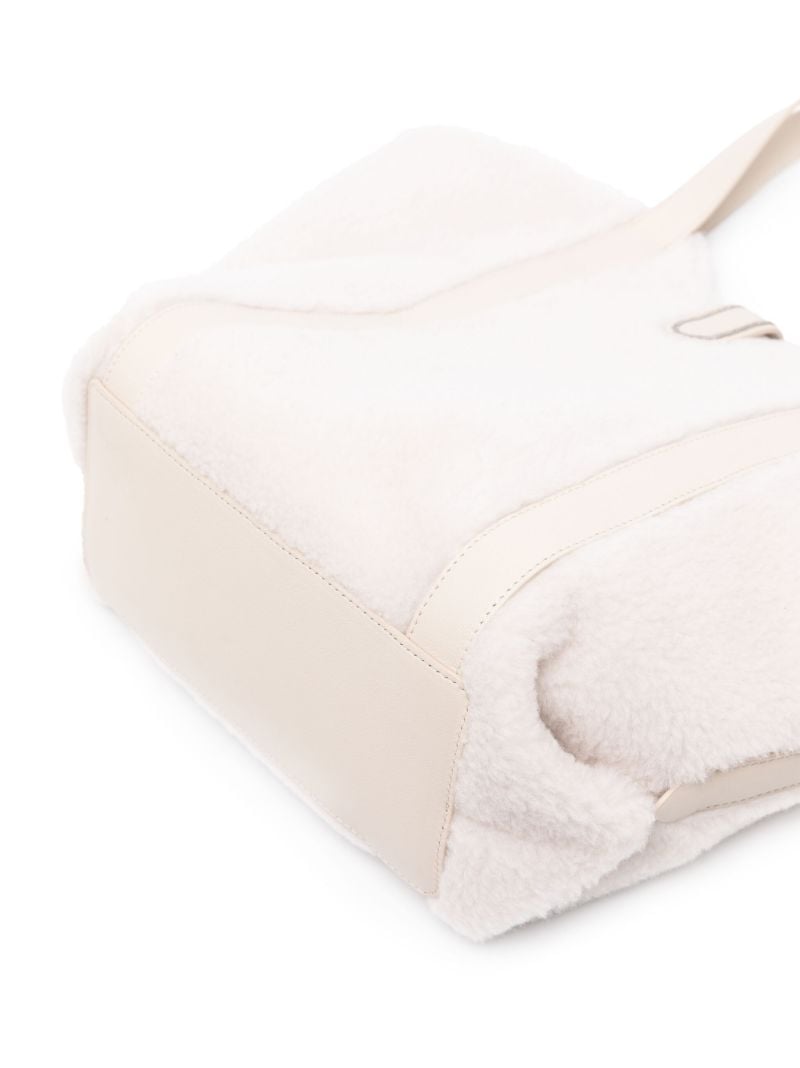 White Monili-embellished Fleece Shopper Bag