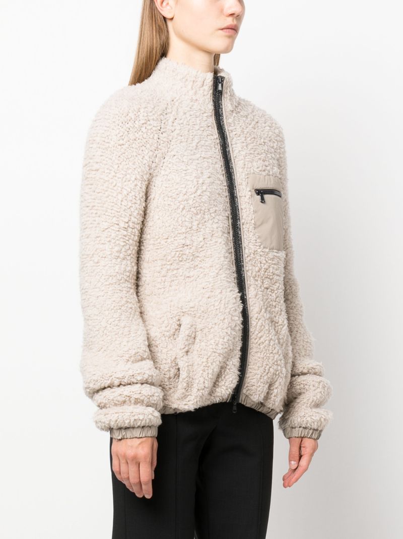 Neutral Zip-up Faux-fur Jacket