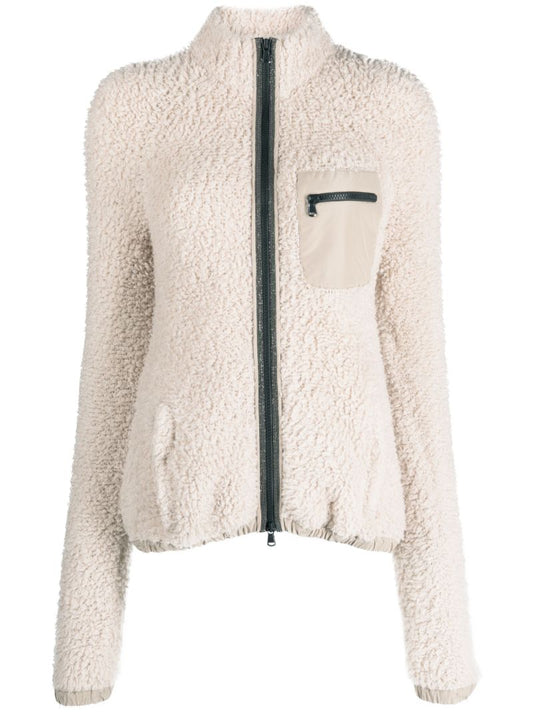 Neutral Zip-up Faux-fur Jacket