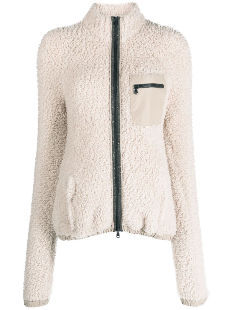 Neutral Zip-up Faux-fur Jacket