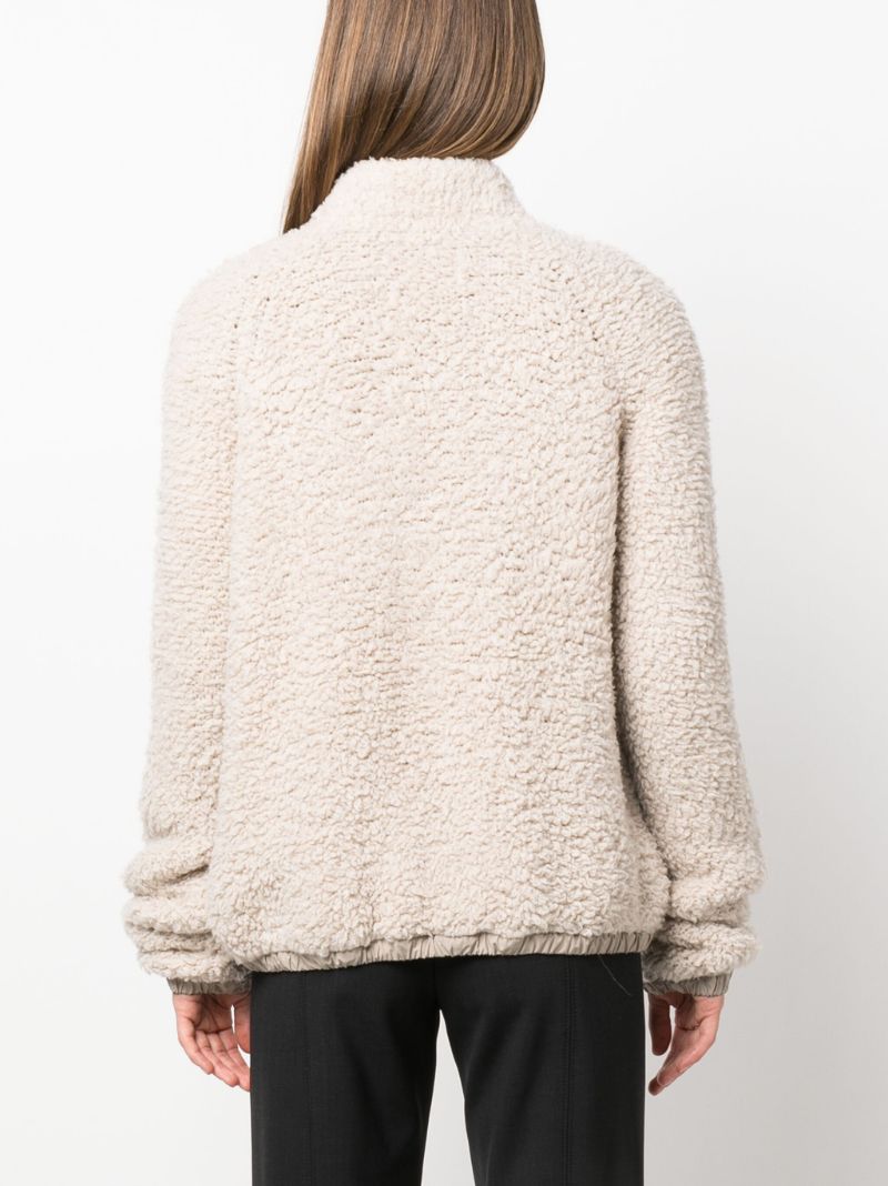 Neutral Zip-up Faux-fur Jacket
