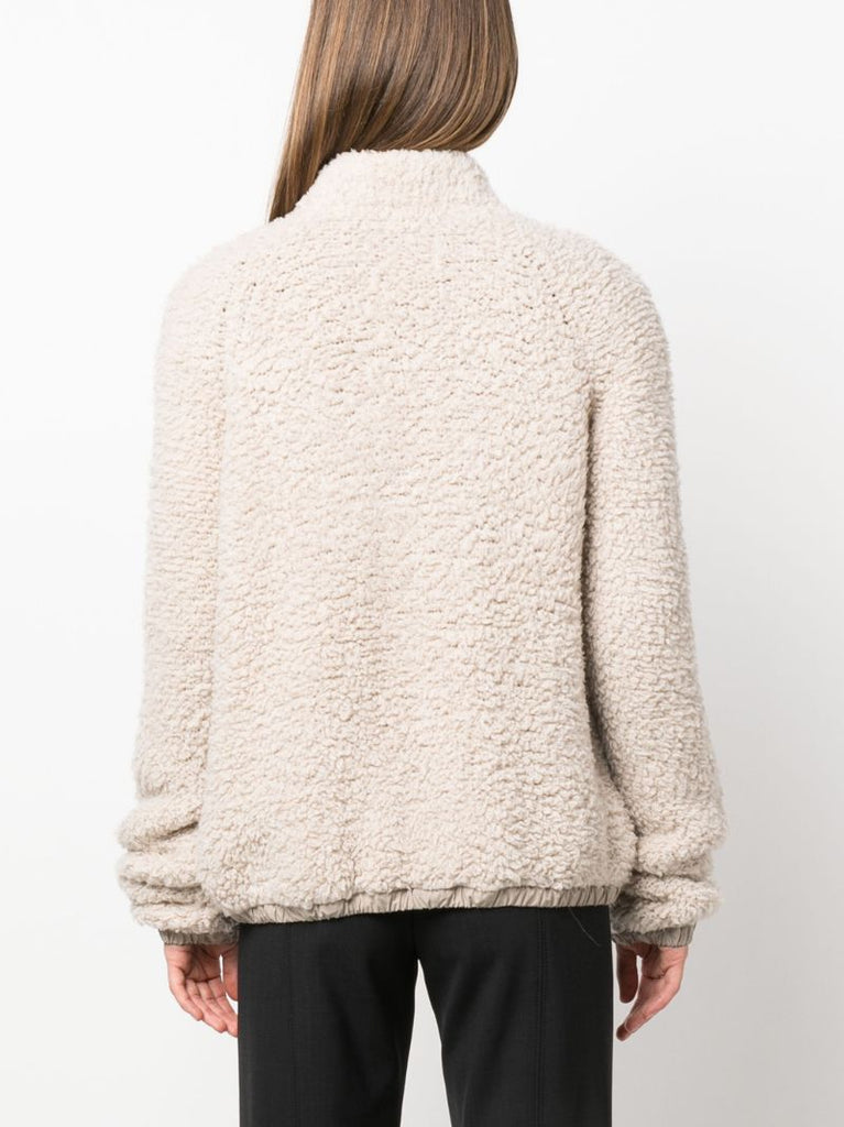 Neutral Zip-up Faux-fur Jacket
