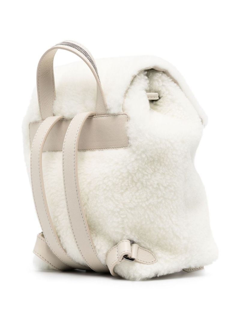 Neutral Shearling Backpack
