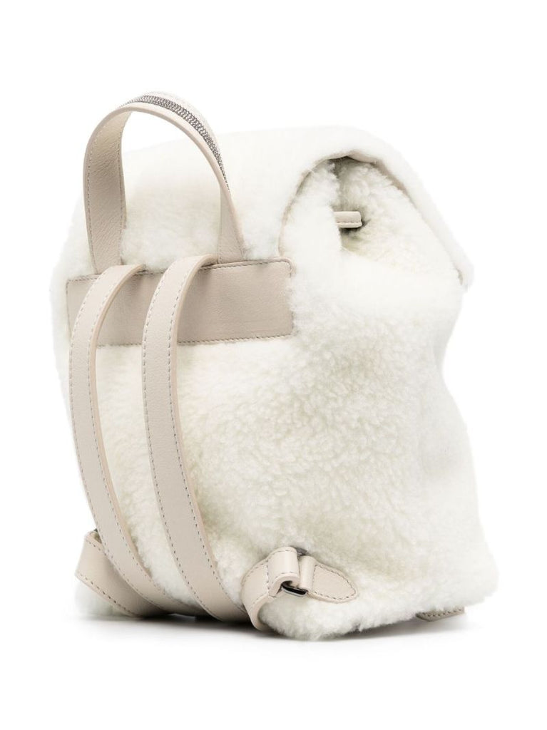 Neutral Shearling Backpack