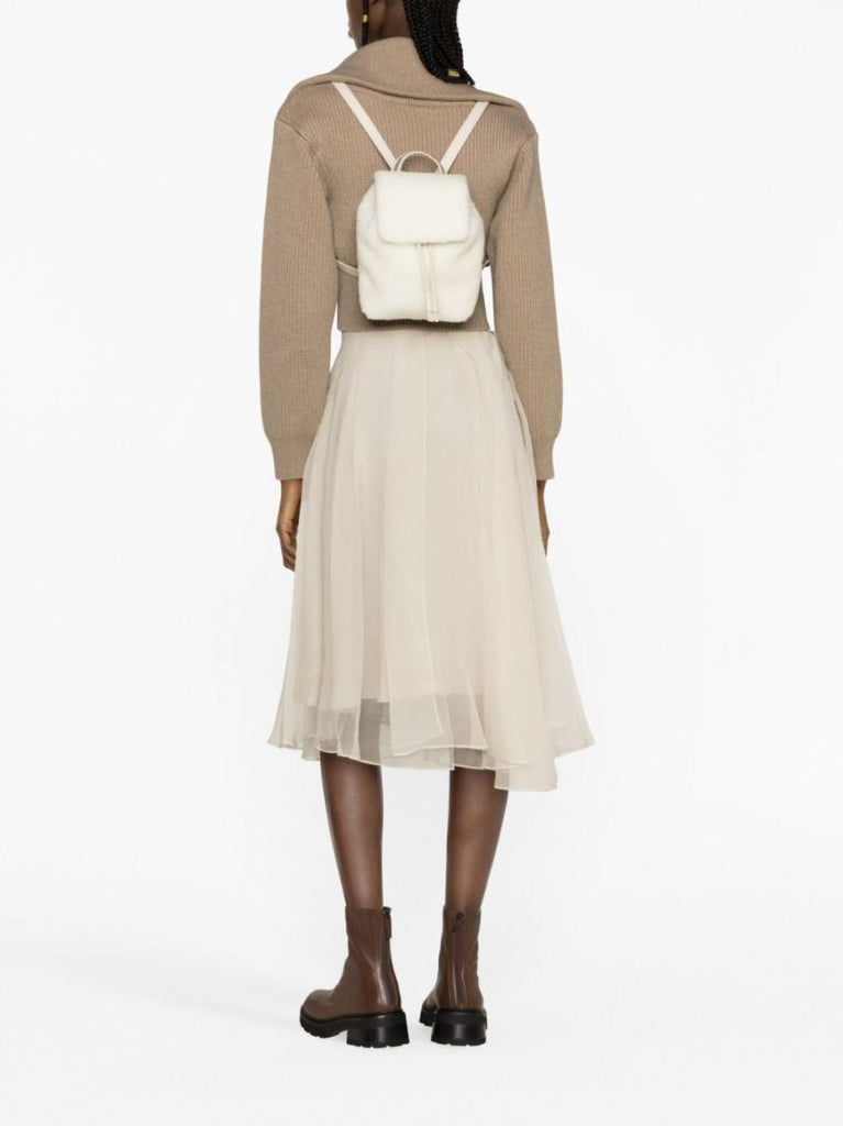 Neutral Shearling Backpack