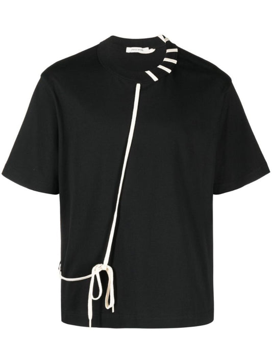 Black Laced Cotton T-shirt