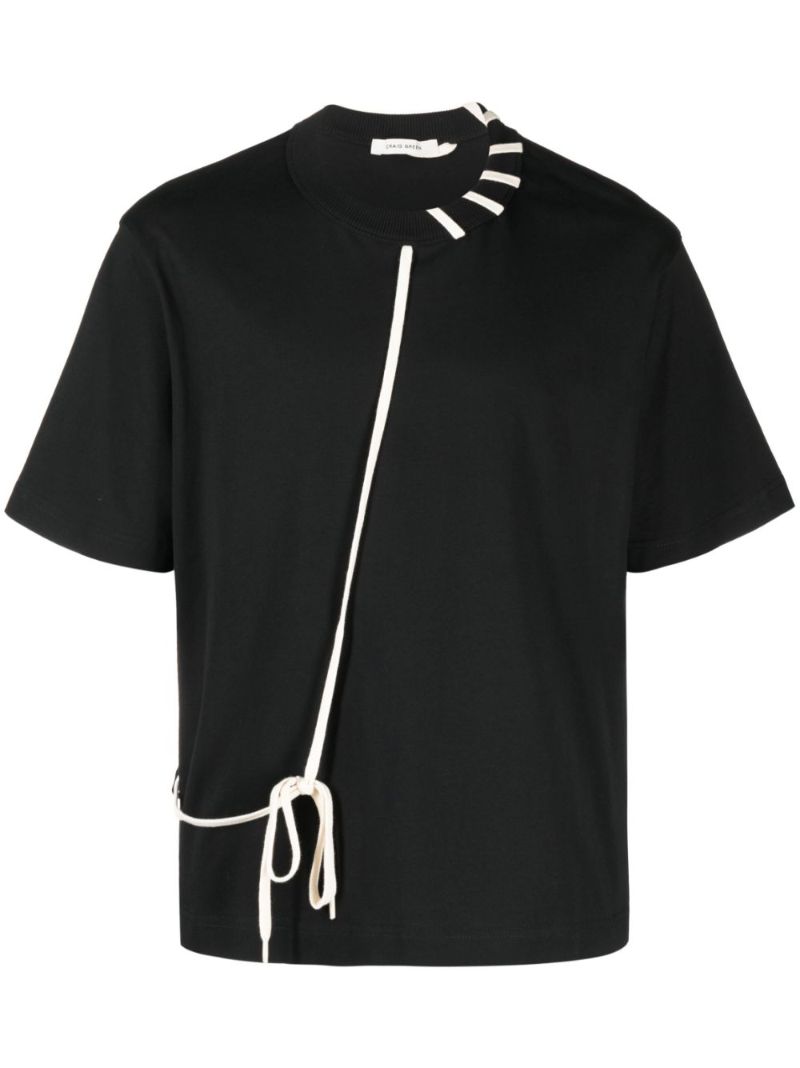 Black Laced Cotton T-shirt