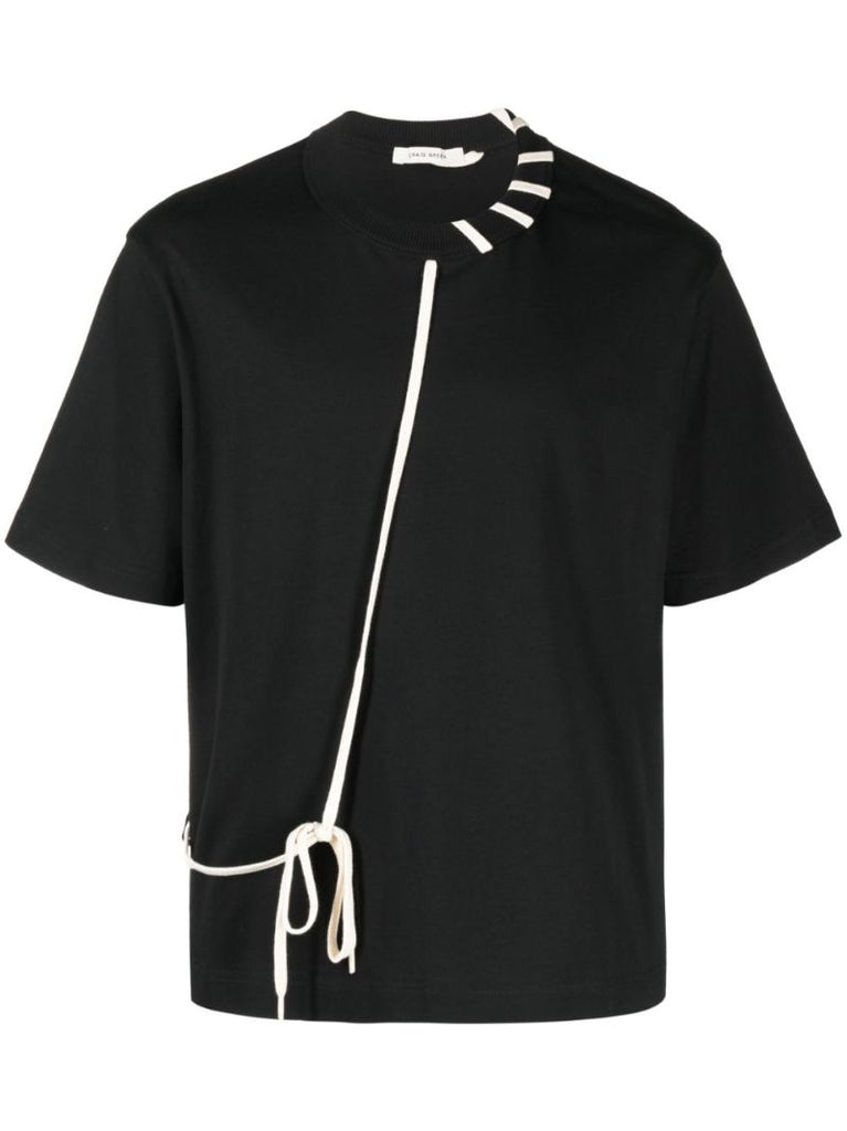 Black Laced Cotton T-shirt