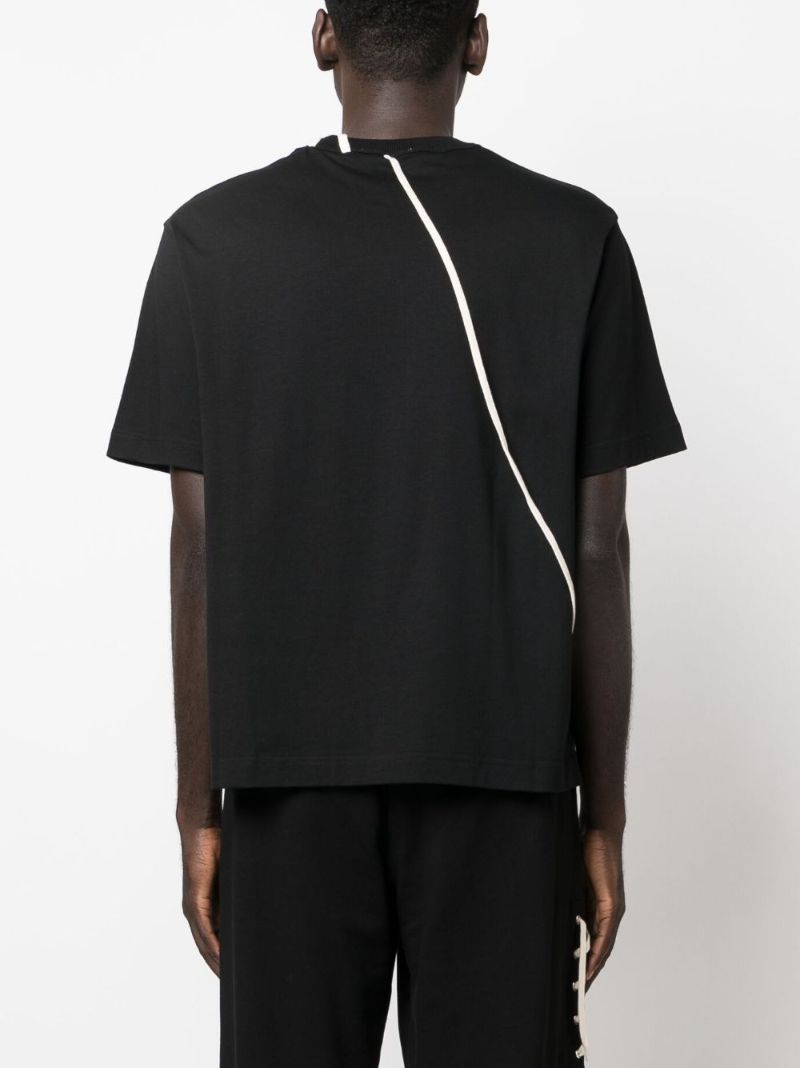 Black Laced Cotton T-shirt