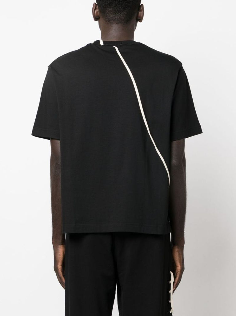 Black Laced Cotton T-shirt