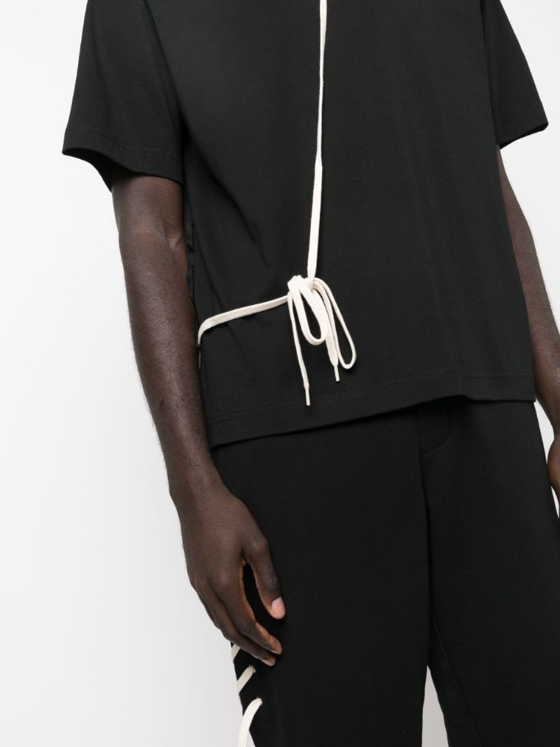 Black Laced Cotton T-shirt