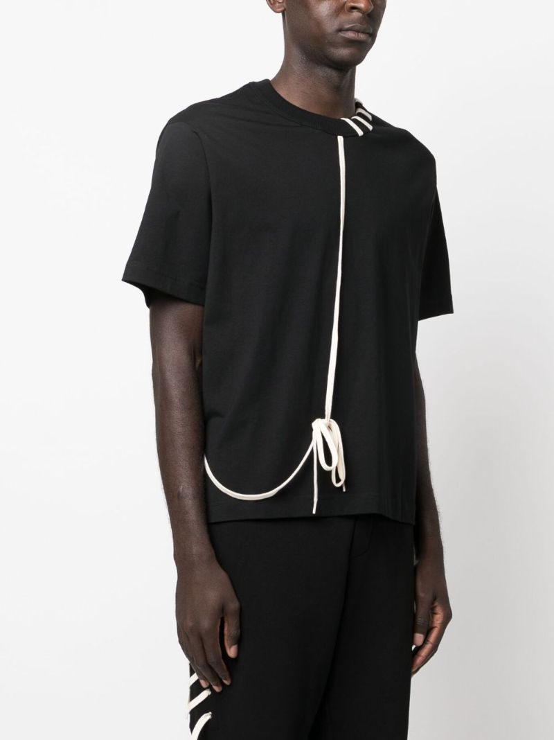 Black Laced Cotton T-shirt