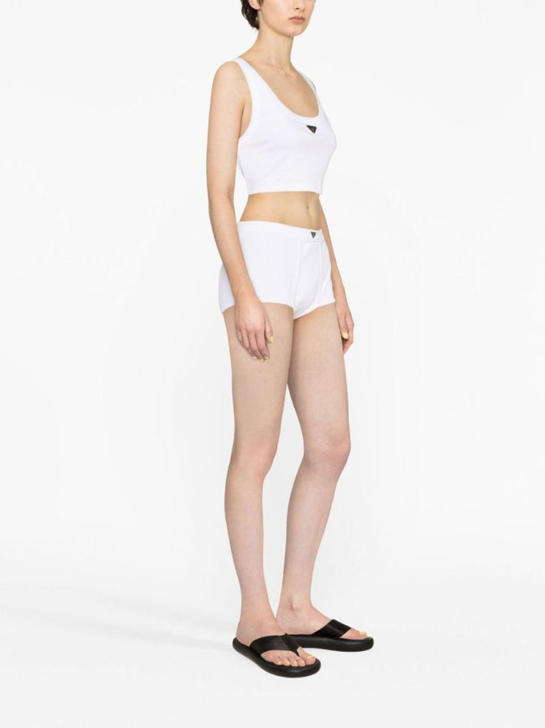 White Logo Plaque Cotton Boxer Shorts