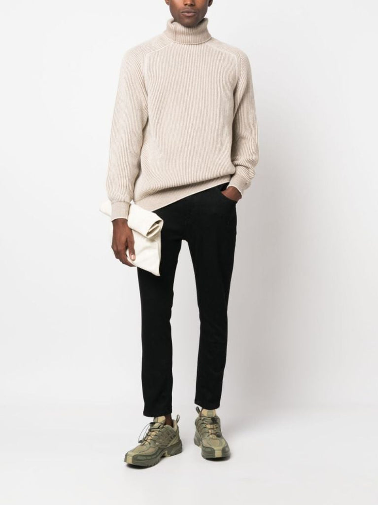 Neutral Ribbed Cashmere Sweater