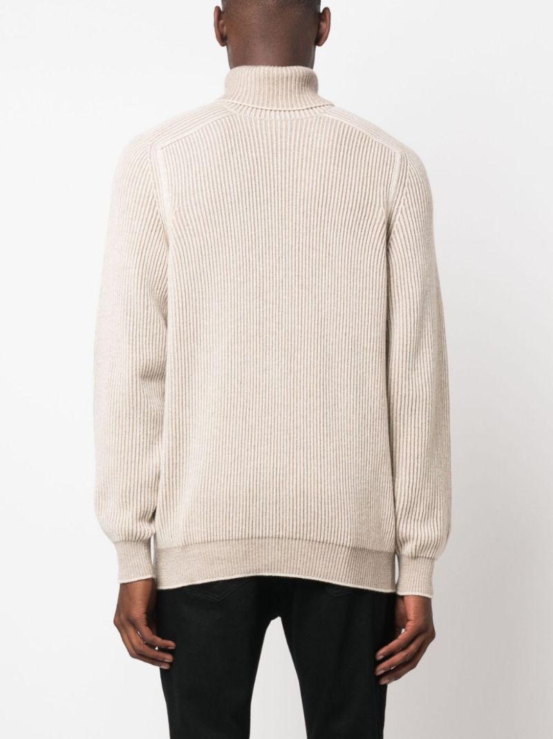 Neutral Ribbed Cashmere Sweater