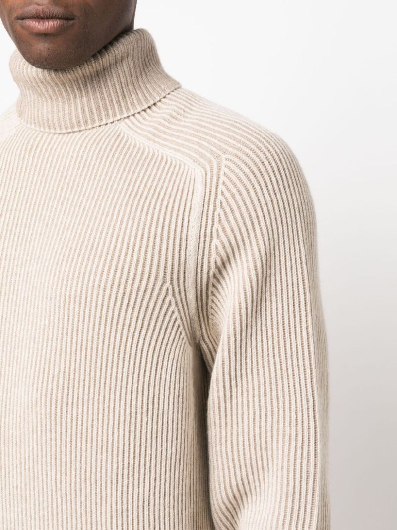 Neutral Ribbed Cashmere Sweater